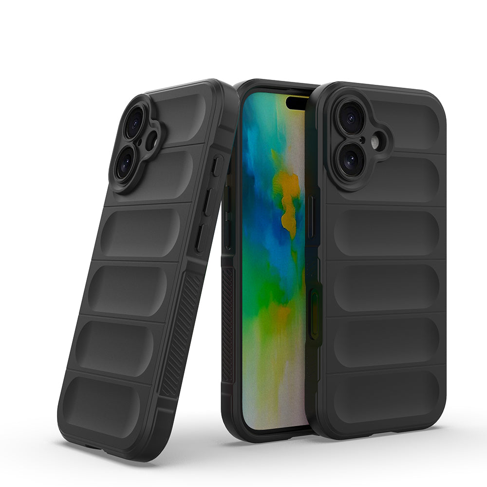 Apple iPhone 16 Kılıf Esnek TPU Oyuklu Arka Yüzey Tasarımlı Zore Etnik Silikon Kapak Siyah