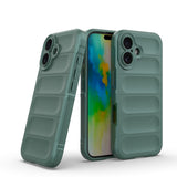 Apple iPhone 16 Kılıf Esnek TPU Oyuklu Arka Yüzey Tasarımlı Zore Etnik Silikon Kapak Koyu Yeşil