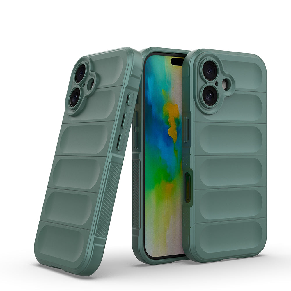 Apple iPhone 16 Kılıf Esnek TPU Oyuklu Arka Yüzey Tasarımlı Zore Etnik Silikon Kapak Koyu Yeşil