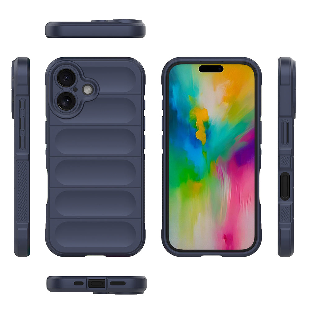 Apple iPhone 16 Kılıf Esnek TPU Oyuklu Arka Yüzey Tasarımlı Zore Etnik Silikon Kapak Lacivert