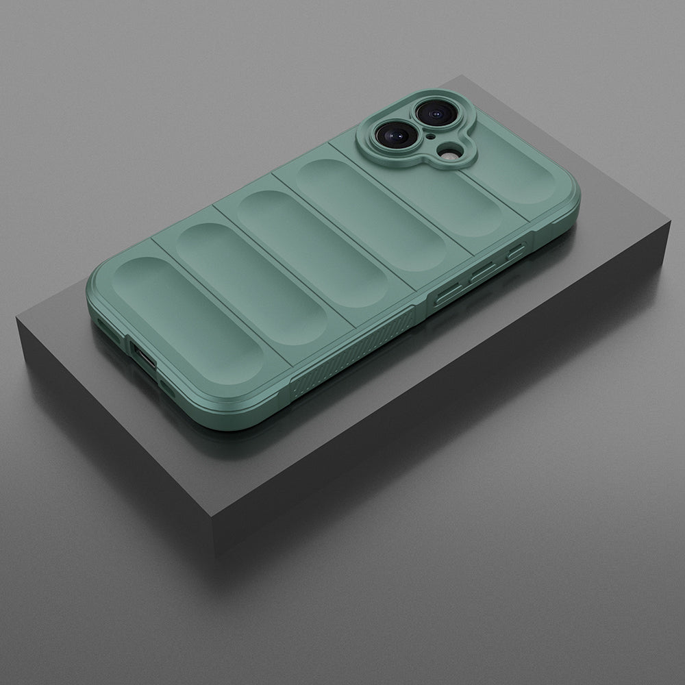 Apple iPhone 16 Kılıf Esnek TPU Oyuklu Arka Yüzey Tasarımlı Zore Etnik Silikon Kapak Koyu Yeşil