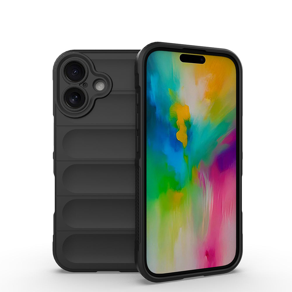 Apple iPhone 16 Kılıf Esnek TPU Oyuklu Arka Yüzey Tasarımlı Zore Etnik Silikon Kapak Siyah
