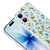 Apple iPhone 16 Kılıf Kamera Korumalı Desenli Zore Klip Kapak Mavi Lale