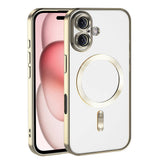 Apple iPhone 16 Kılıf Kamera Korumalı M-safe Wireless Şarj Özellikli Zore Demre Kapak Gold