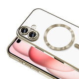 Apple iPhone 16 Kılıf Kamera Korumalı M-safe Wireless Şarj Özellikli Zore Demre Kapak Gold