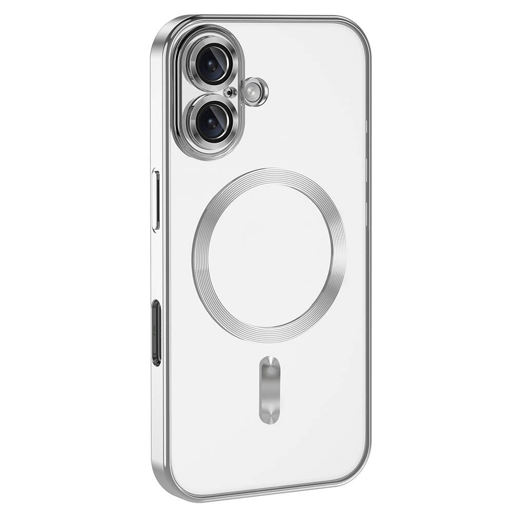 Apple iPhone 16 Kılıf Kamera Korumalı M-safe Wireless Şarj Özellikli Zore Demre Kapak Rose Gold