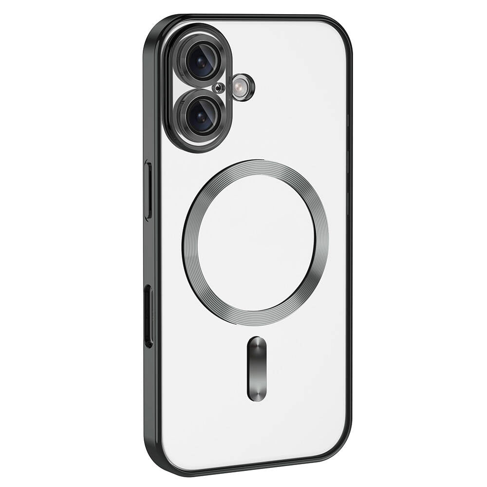Apple iPhone 16 Kılıf Kamera Korumalı M-safe Wireless Şarj Özellikli Zore Demre Kapak Rose Gold
