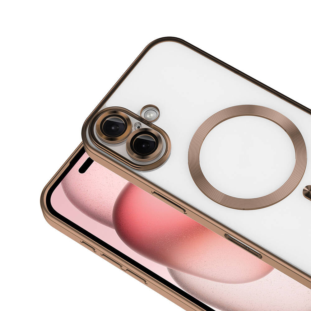 Apple iPhone 16 Kılıf Kamera Korumalı M-safe Wireless Şarj Özellikli Zore Demre Kapak Titanyum
