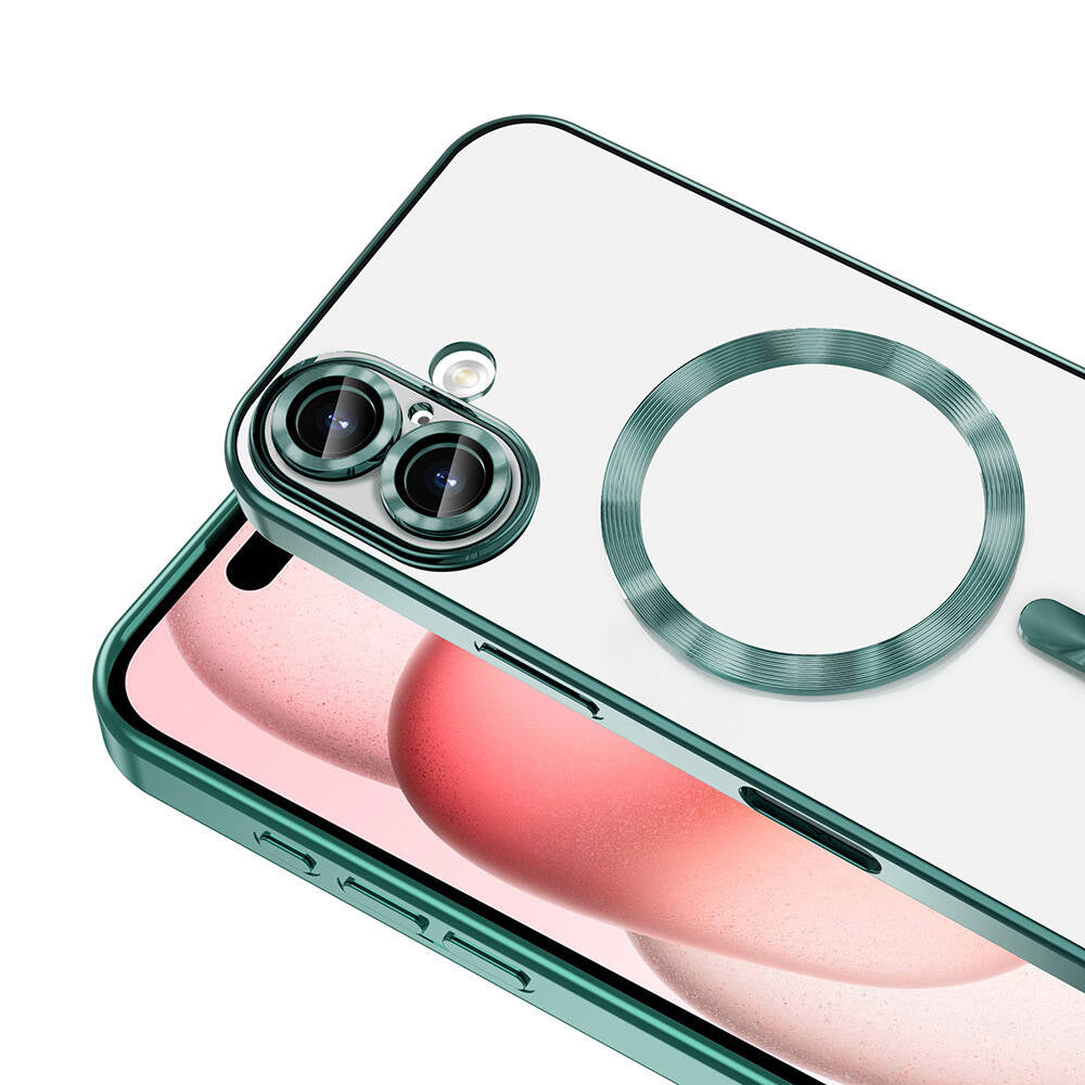 Apple iPhone 16 Kılıf Kamera Korumalı M-safe Wireless Şarj Özellikli Zore Demre Kapak Titanyum