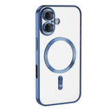 Apple iPhone 16 Kılıf Kamera Korumalı M-safe Wireless Şarj Özellikli Zore Demre Kapak Mavi