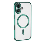 Apple iPhone 16 Kılıf Kamera Korumalı M-safe Wireless Şarj Özellikli Zore Demre Kapak Koyu Yeşil