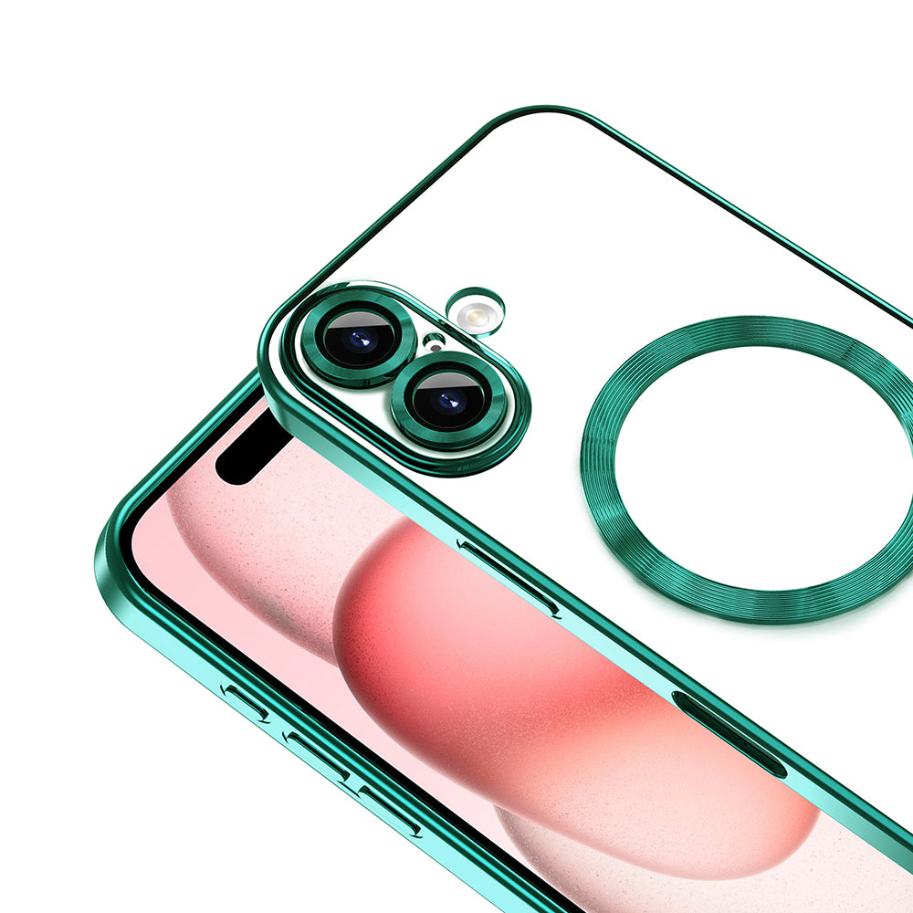 Apple iPhone 16 Kılıf Kamera Korumalı M-safe Wireless Şarj Özellikli Zore Demre Kapak Rose Gold
