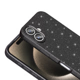 Apple iPhone 16 Kılıf Kamera Korumalı Simli Lüks Zore Koton Kapak Siyah