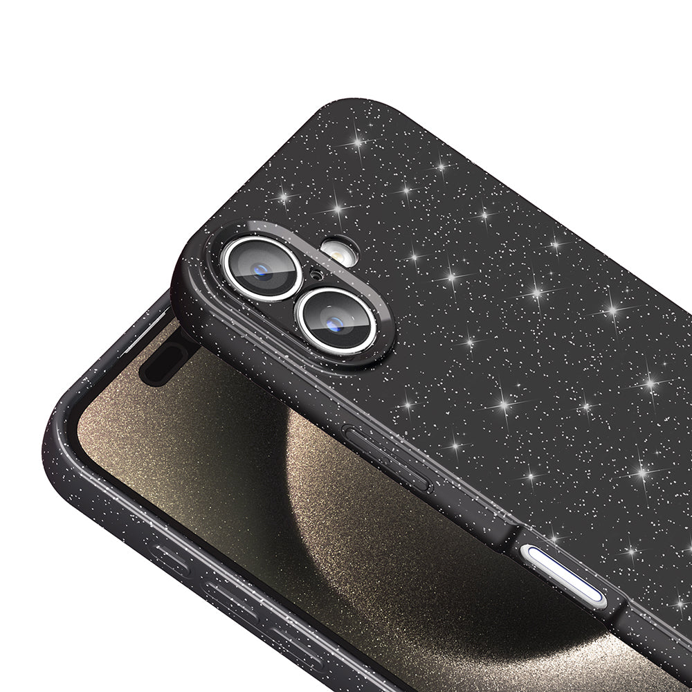 Apple iPhone 16 Kılıf Kamera Korumalı Simli Lüks Zore Koton Kapak Siyah