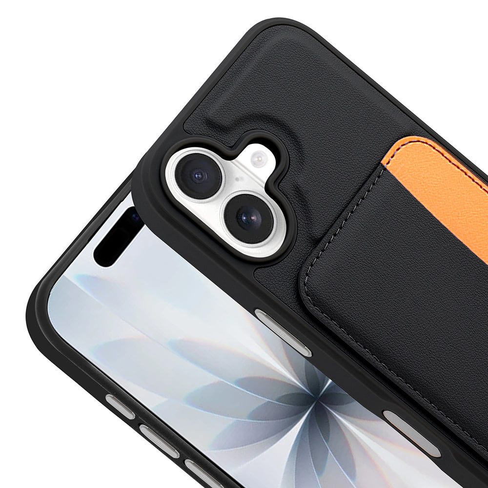 Apple iPhone 16 Kılıf Kartlıklı Zore X-Kart Silikon Kapak Siyah