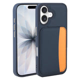 Apple iPhone 16 Kılıf Kartlıklı Zore X-Kart Silikon Kapak Lacivert