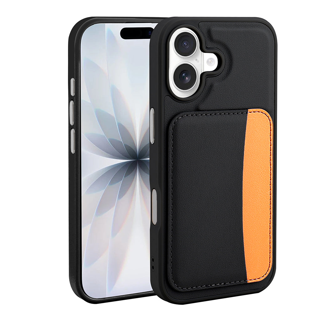 Apple iPhone 16 Kılıf Kartlıklı Zore X-Kart Silikon Kapak Siyah