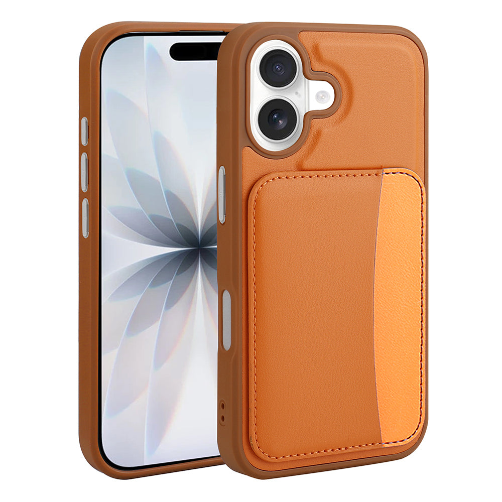 Apple iPhone 16 Kılıf Kartlıklı Zore X-Kart Silikon Kapak Turuncu