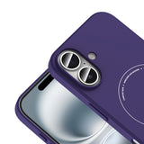 Apple iPhone 16 Kılıf M-Safe Şarj Özellikli Kamera Korumalı Zore Elio Sert PC Kapak Derin Mor