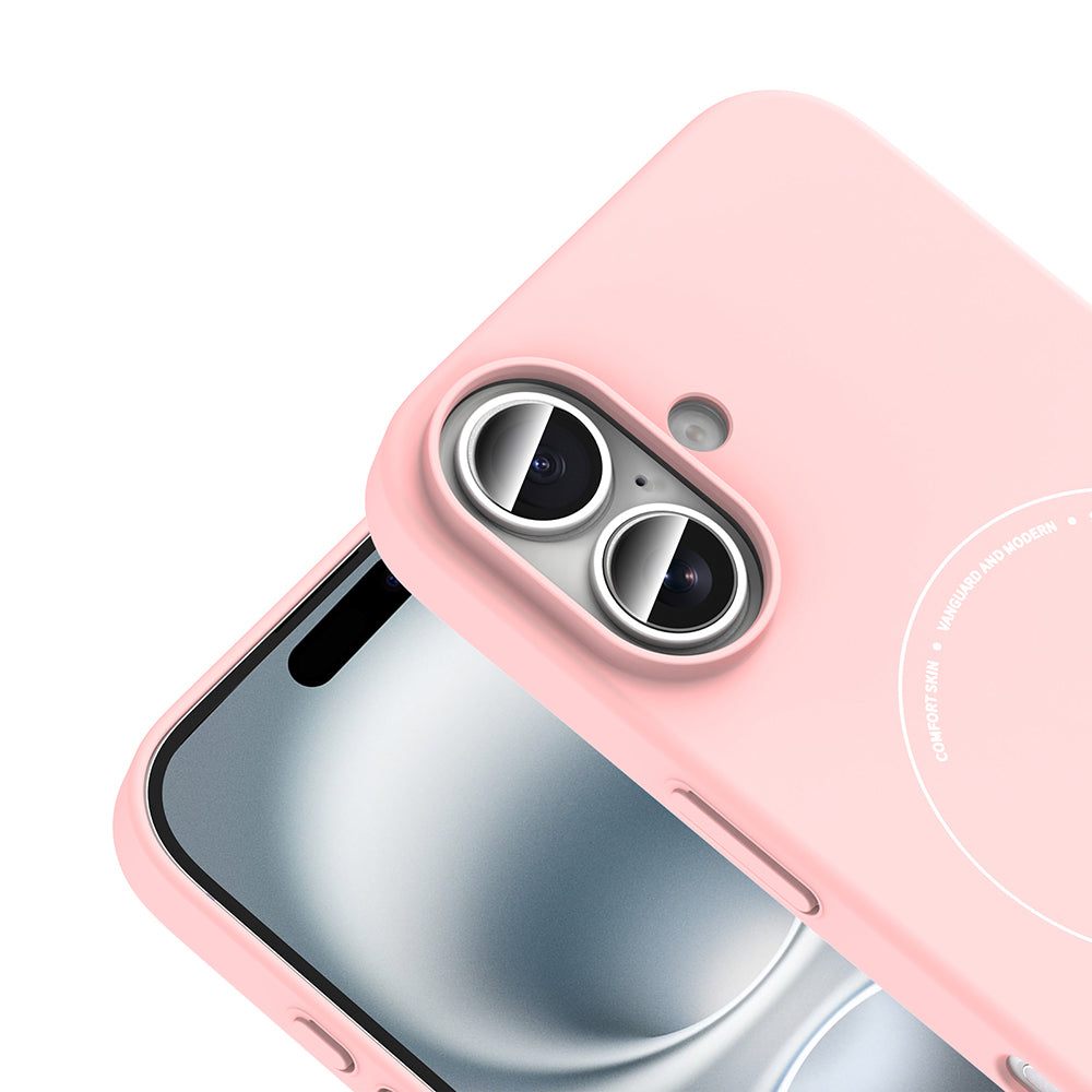 Apple iPhone 16 Kılıf M-Safe Şarj Özellikli Kamera Korumalı Zore Elio Sert PC Kapak Açık Pembe