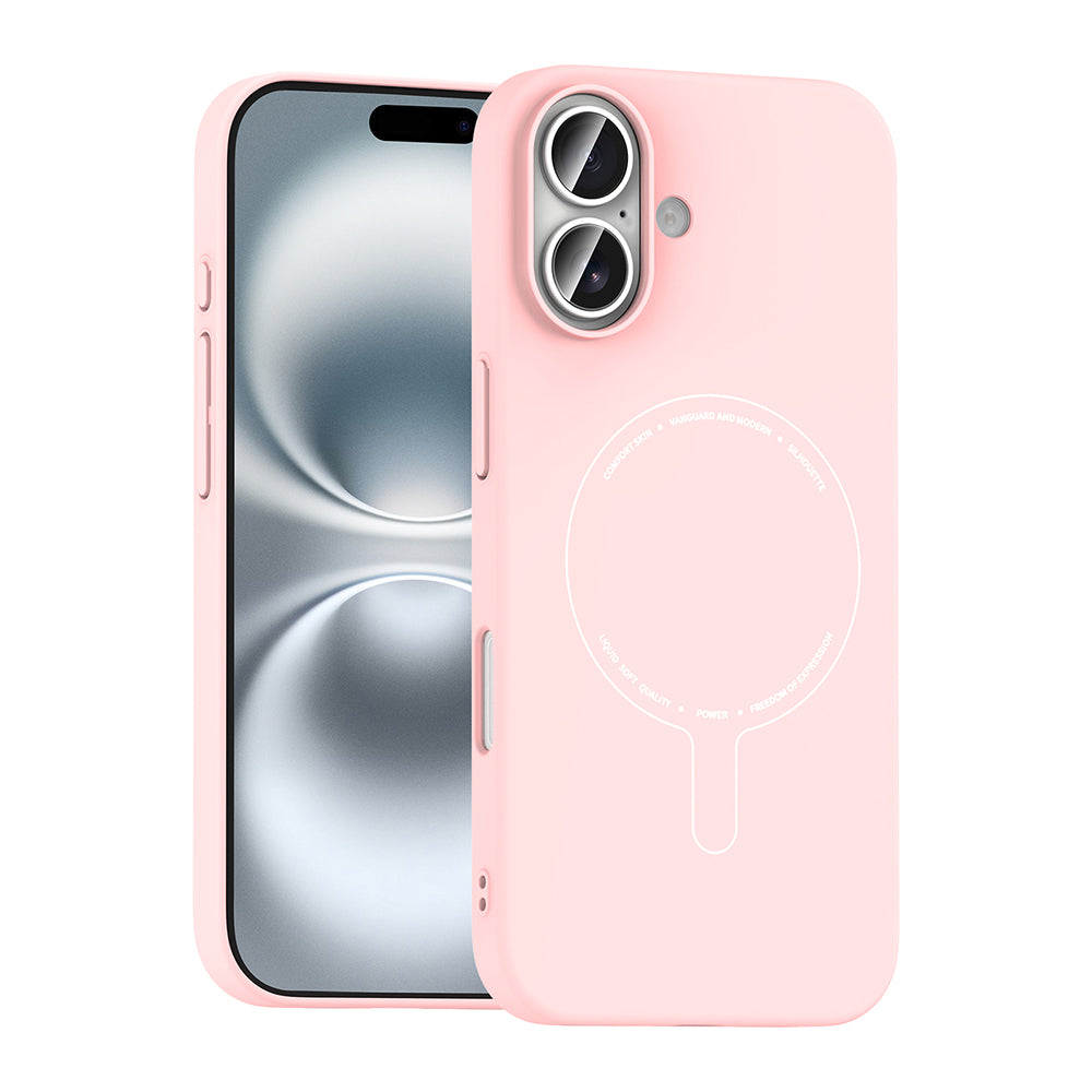 Apple iPhone 16 Kılıf M-Safe Şarj Özellikli Kamera Korumalı Zore Elio Sert PC Kapak Açık Pembe