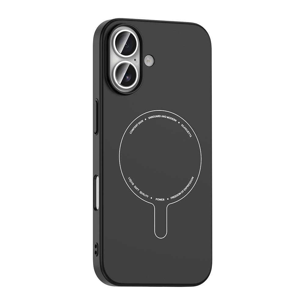 Apple iPhone 16 Kılıf M-Safe Şarj Özellikli Kamera Korumalı Zore Elio Sert PC Kapak Siyah