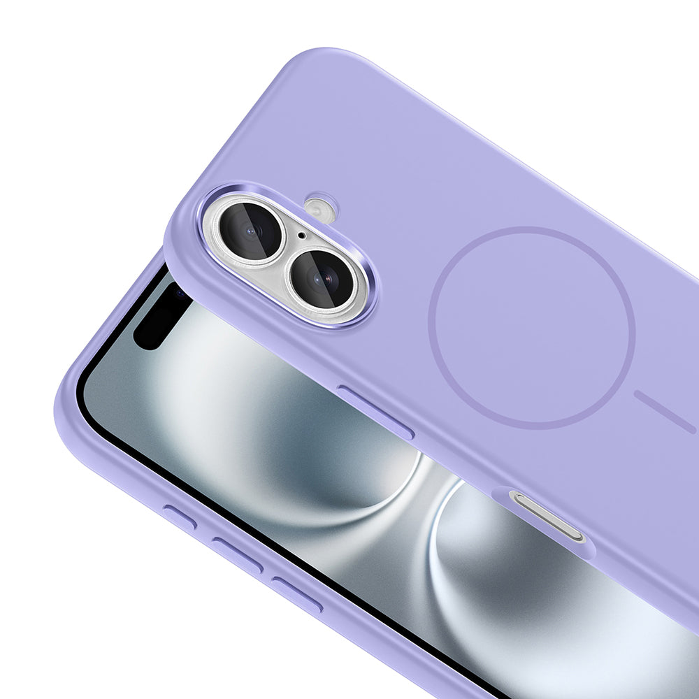 Apple iPhone 16 Kılıf M-Safe Şarj Özellikli Metal Kamera Çerçeveli Zore Edi Silikon Kapak Titanyum-Gri