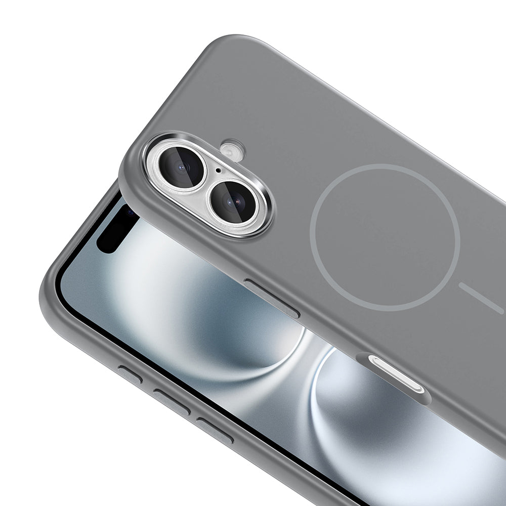 Apple iPhone 16 Kılıf M-Safe Şarj Özellikli Metal Kamera Çerçeveli Zore Edi Silikon Kapak Rose Gold