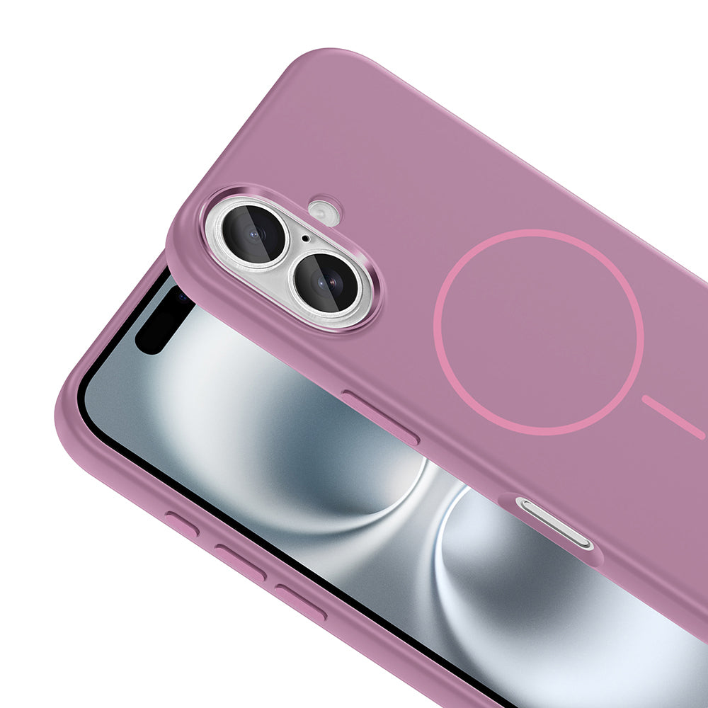 Apple iPhone 16 Kılıf M-Safe Şarj Özellikli Metal Kamera Çerçeveli Zore Edi Silikon Kapak Titanyum-Gri