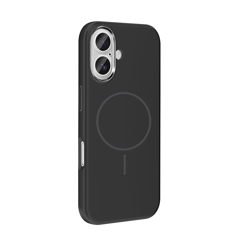 Apple iPhone 16 Kılıf M-Safe Şarj Özellikli Metal Kamera Çerçeveli Zore Edi Silikon Kapak Siyah