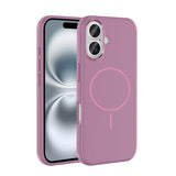 Apple iPhone 16 Kılıf M-Safe Şarj Özellikli Metal Kamera Çerçeveli Zore Edi Silikon Kapak Mor