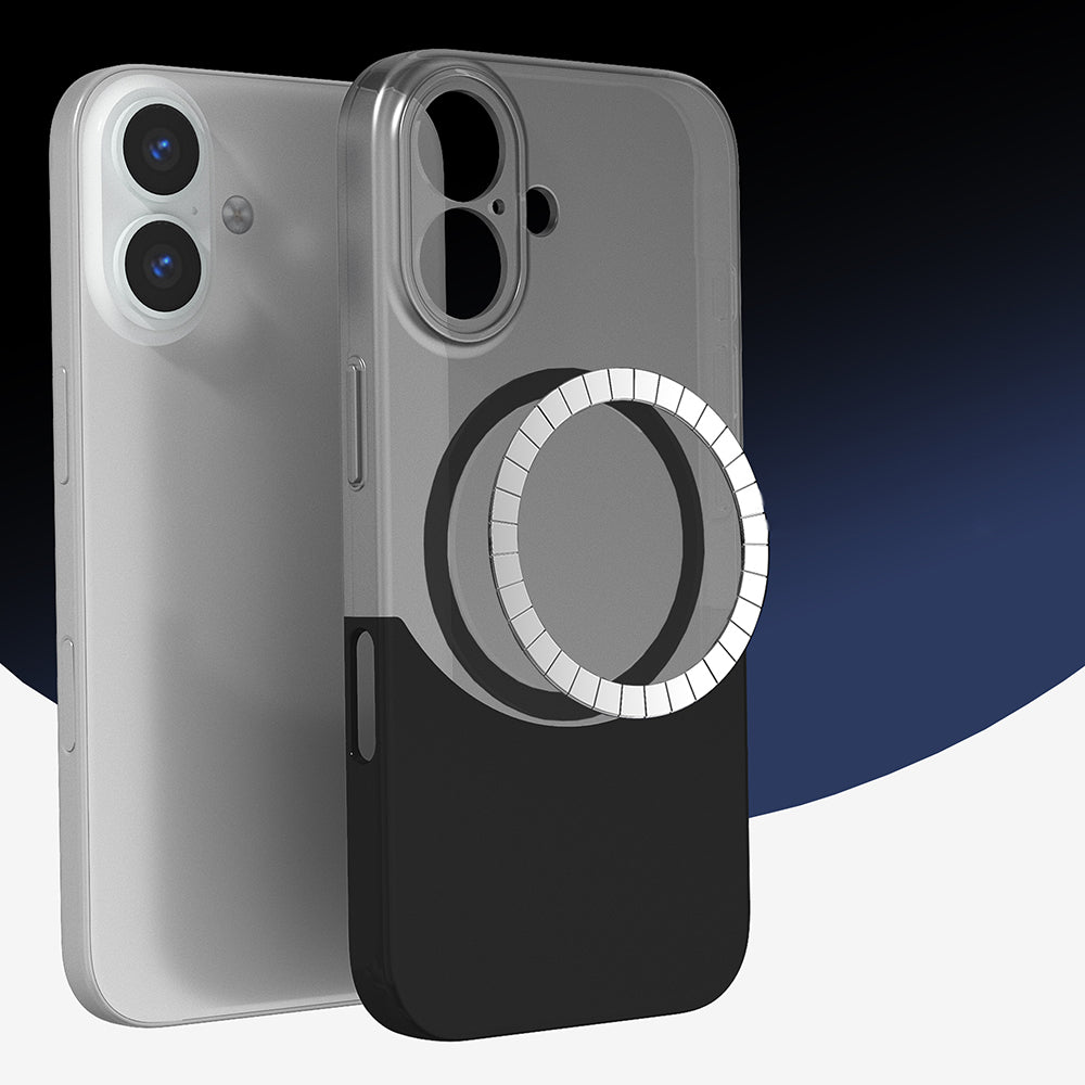 Apple iPhone 16 Kılıf M-Safe Şarj Özellikli Mıknatıslı Zore Duble Kapak Siyah