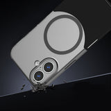 Apple iPhone 16 Kılıf M-Safe Şarj Özellikli Mıknatıslı Zore Duble Kapak Gri