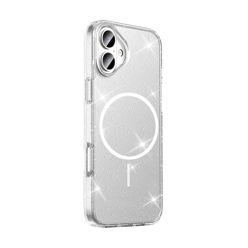 Apple iPhone 16 Kılıf M-safe Şarj Özellikli Parlayan Simli Saydam Renkli Zore Maris Kapak Şeffaf