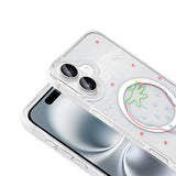 Apple iPhone 16 Kılıf M-Safe Şarj Özellikli Şeffaf Zore Folk Sert Kapak Papatya