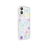 Apple iPhone 16 Kılıf M-Safe Şarj Özellikli Şeffaf Zore Folk Sert Kapak Çilek