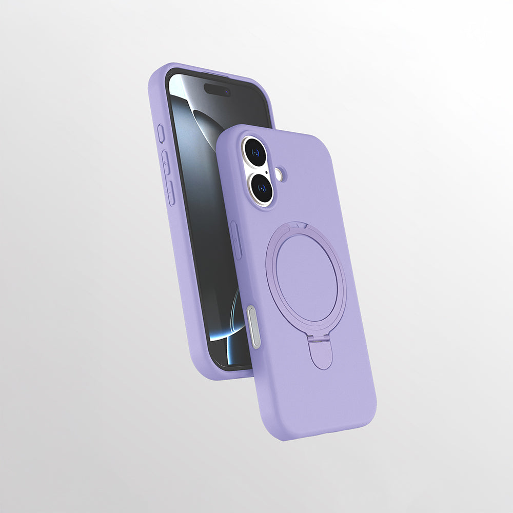 Apple iPhone 16 Kılıf M-safe Şarj Özellikli Standlı Zore Samara Kapak Siyah