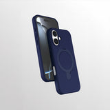 Apple iPhone 16 Kılıf M-safe Şarj Özellikli Standlı Zore Samara Kapak Lacivert