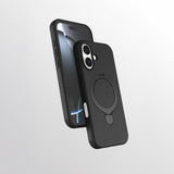 Apple iPhone 16 Kılıf M-safe Şarj Özellikli Standlı Zore Samara Kapak Siyah