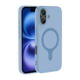 Apple iPhone 16 Kılıf M-Safe Şarj Özellikli Zore Aris Silikon Kapak Baby Blue