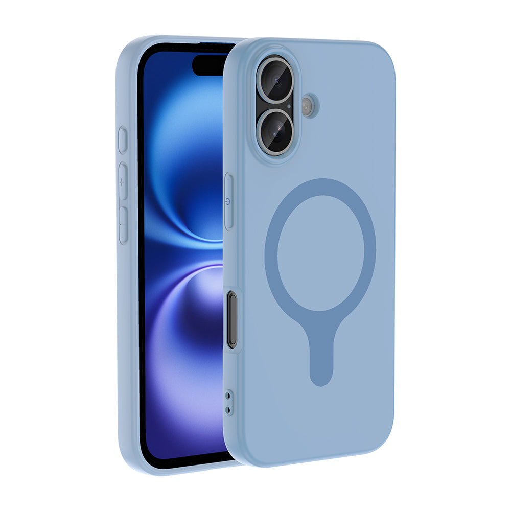 Apple iPhone 16 Kılıf M-Safe Şarj Özellikli Zore Aris Silikon Kapak Baby Blue