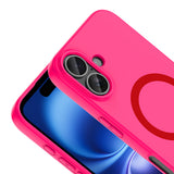 Apple iPhone 16 Kılıf M-Safe Şarj Özellikli Zore Aris Silikon Kapak Koyu Pembe