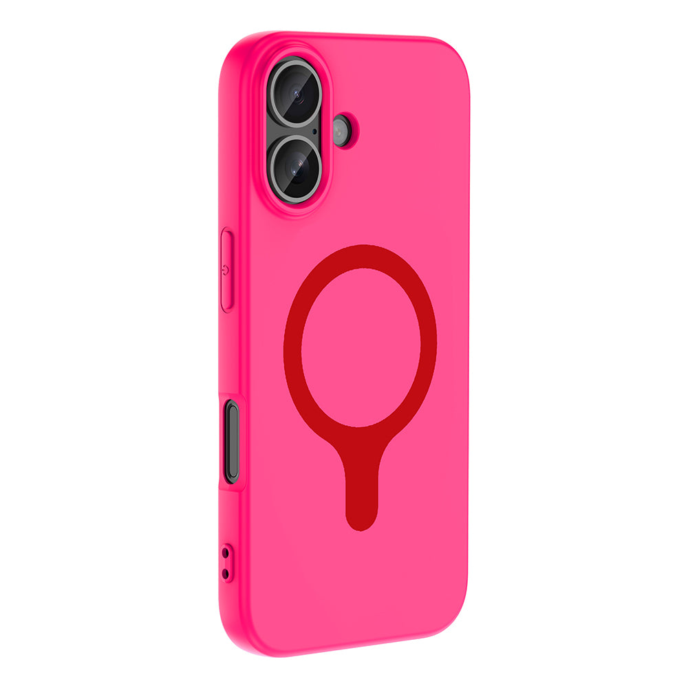 Apple iPhone 16 Kılıf M-Safe Şarj Özellikli Zore Aris Silikon Kapak Koyu Pembe