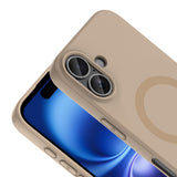 Apple iPhone 16 Kılıf M-Safe Şarj Özellikli Zore Aris Silikon Kapak Krem