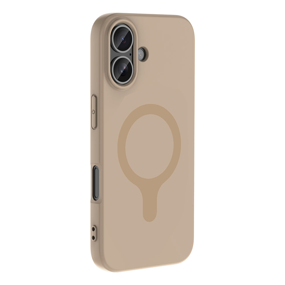 Apple iPhone 16 Kılıf M-Safe Şarj Özellikli Zore Aris Silikon Kapak Krem