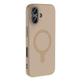 Apple iPhone 16 Kılıf M-Safe Şarj Özellikli Zore Aris Silikon Kapak Krem