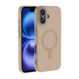 Apple iPhone 16 Kılıf M-Safe Şarj Özellikli Zore Aris Silikon Kapak Krem
