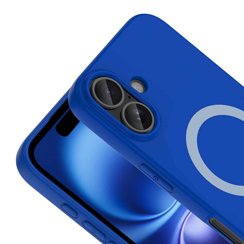 Apple iPhone 16 Kılıf M-Safe Şarj Özellikli Zore Aris Silikon Kapak Saks Mavi