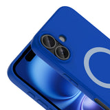Apple iPhone 16 Kılıf M-Safe Şarj Özellikli Zore Aris Silikon Kapak Saks Mavi