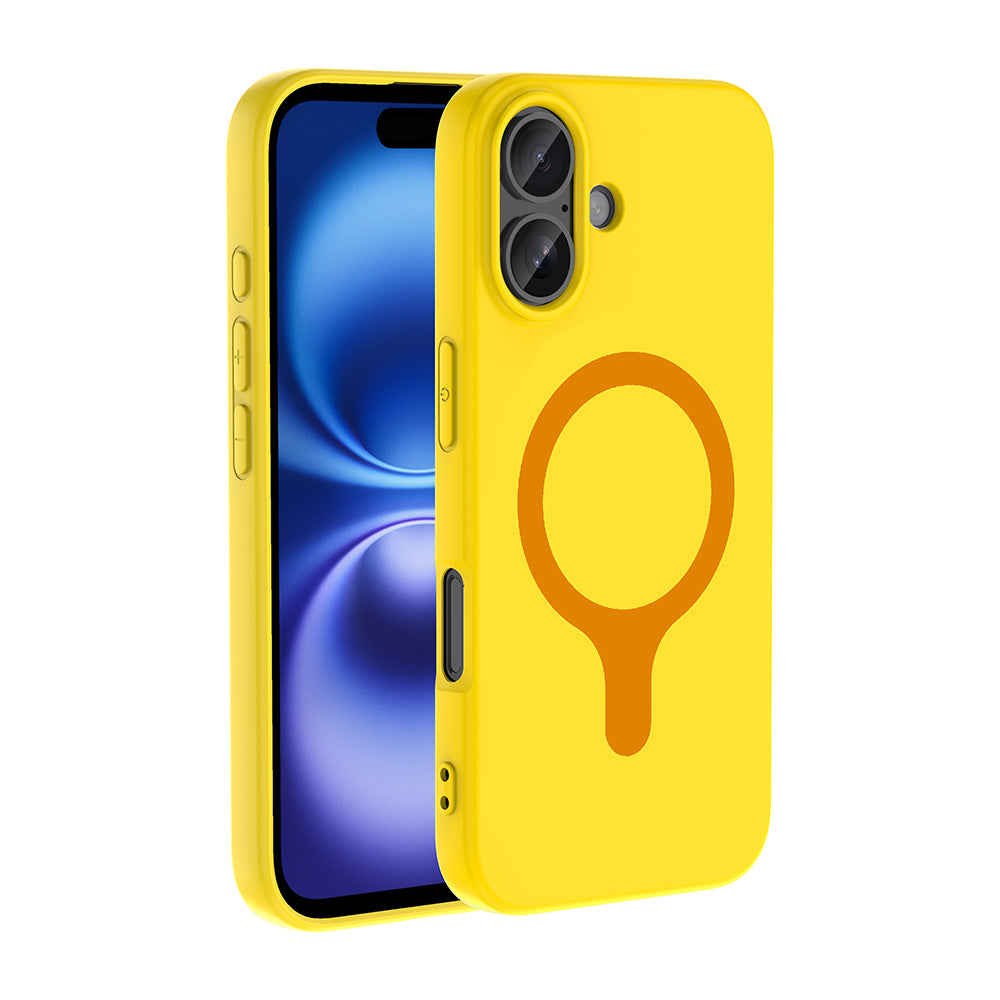 Apple iPhone 16 Kılıf M-Safe Şarj Özellikli Zore Aris Silikon Kapak Sarı